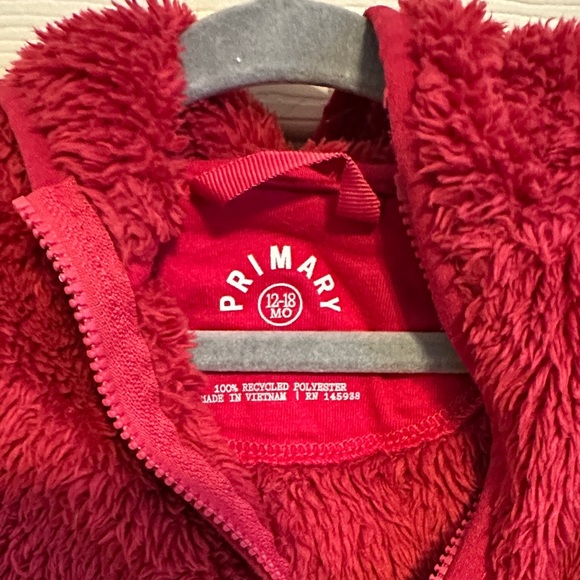 Primary Fuzzy Raspberry Kids Puffer Jacket - Picture 2 of 3
